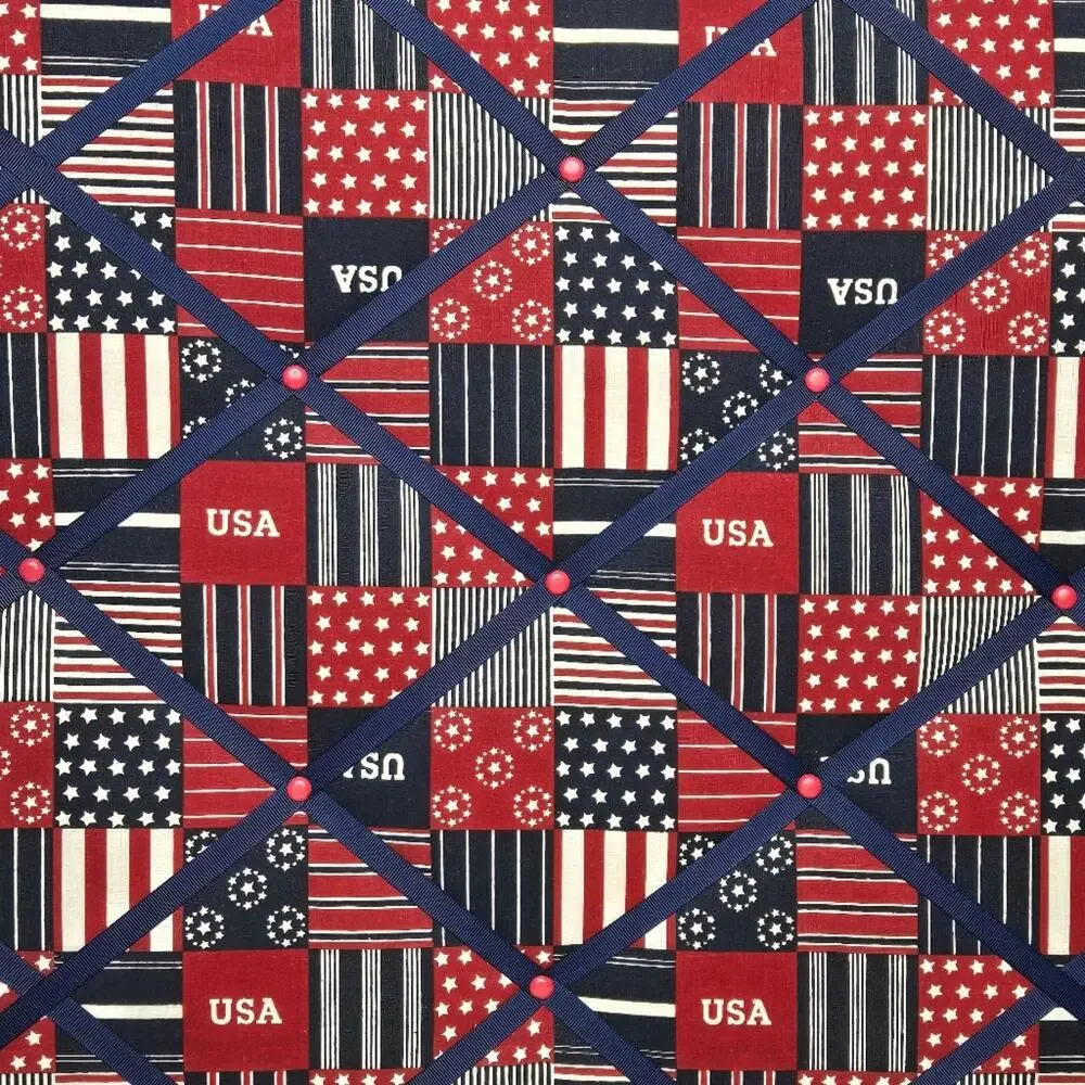 Patriotic Americana French Memo Board Handmade In VT 16x20in NWOT